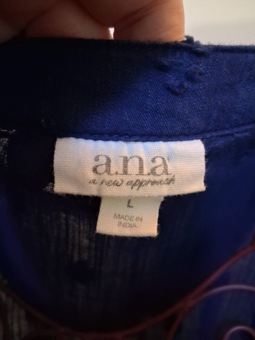 a.n.a Blue Balloon Sleeve Embroidered Button Down Blouse Boho Peasant Top - Picture 5 of 16